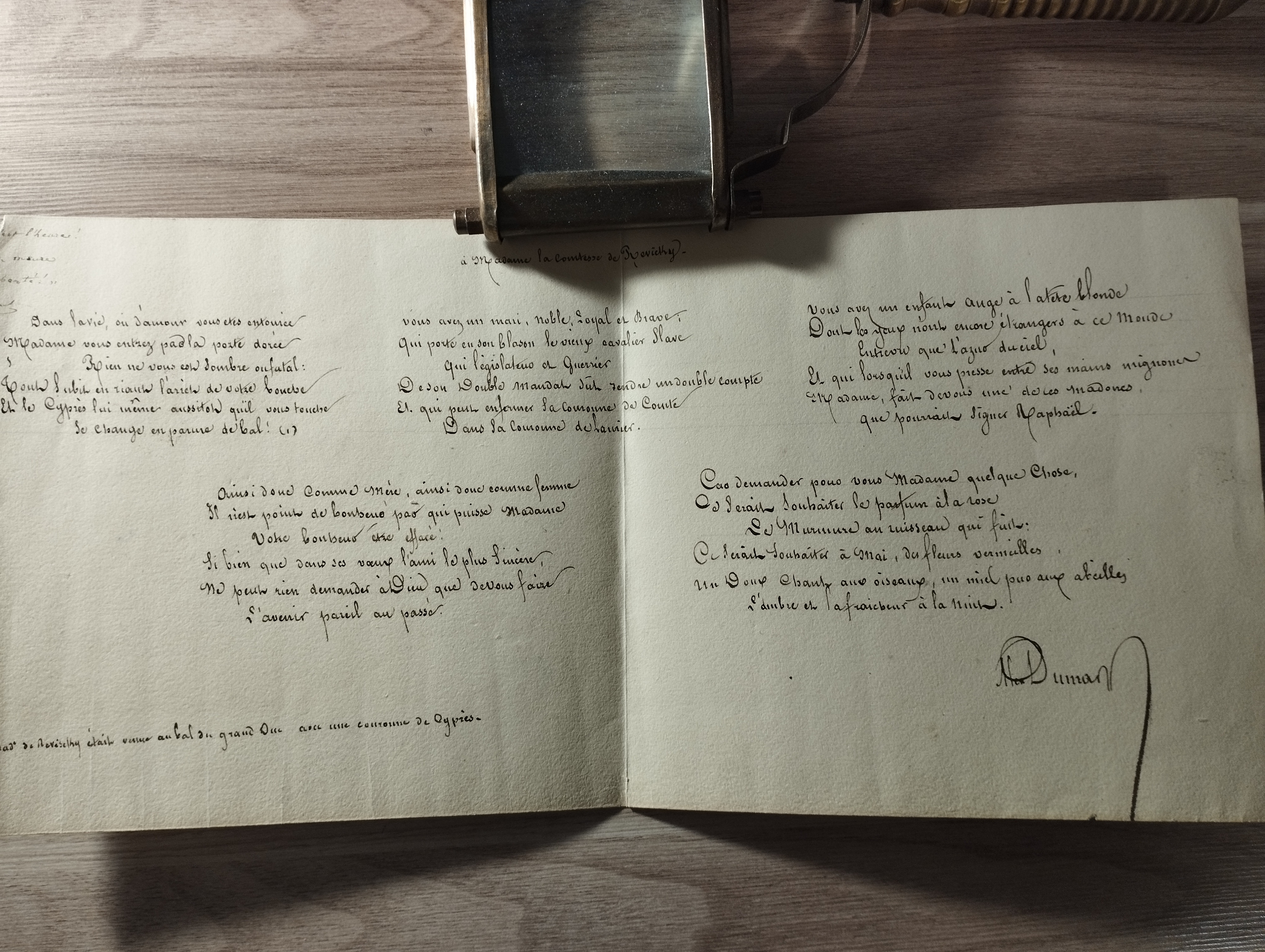 A.Dumas  Poeme manuscrit inedit signe