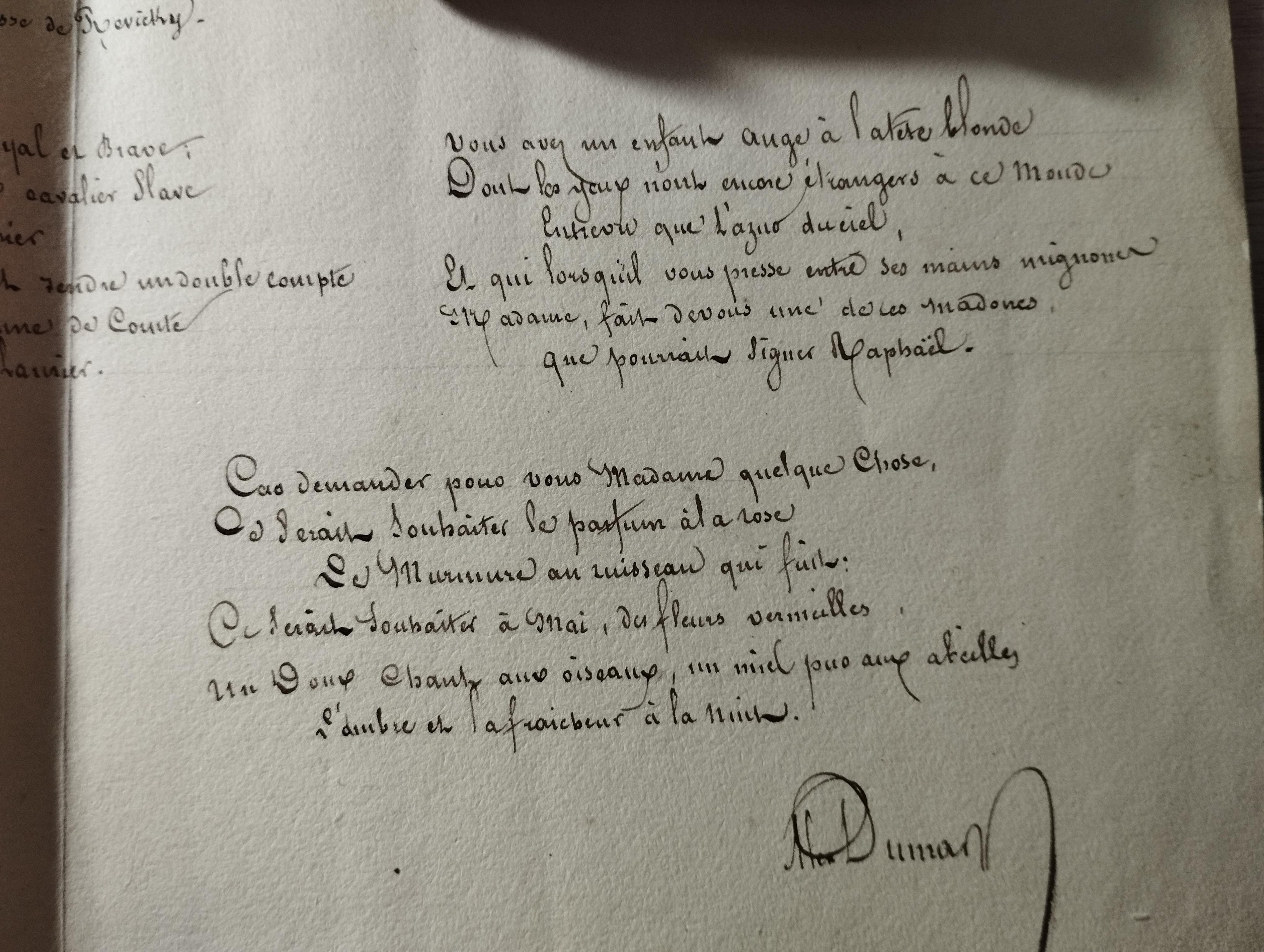 A.Dumas  Poeme manuscrit inedit signe
