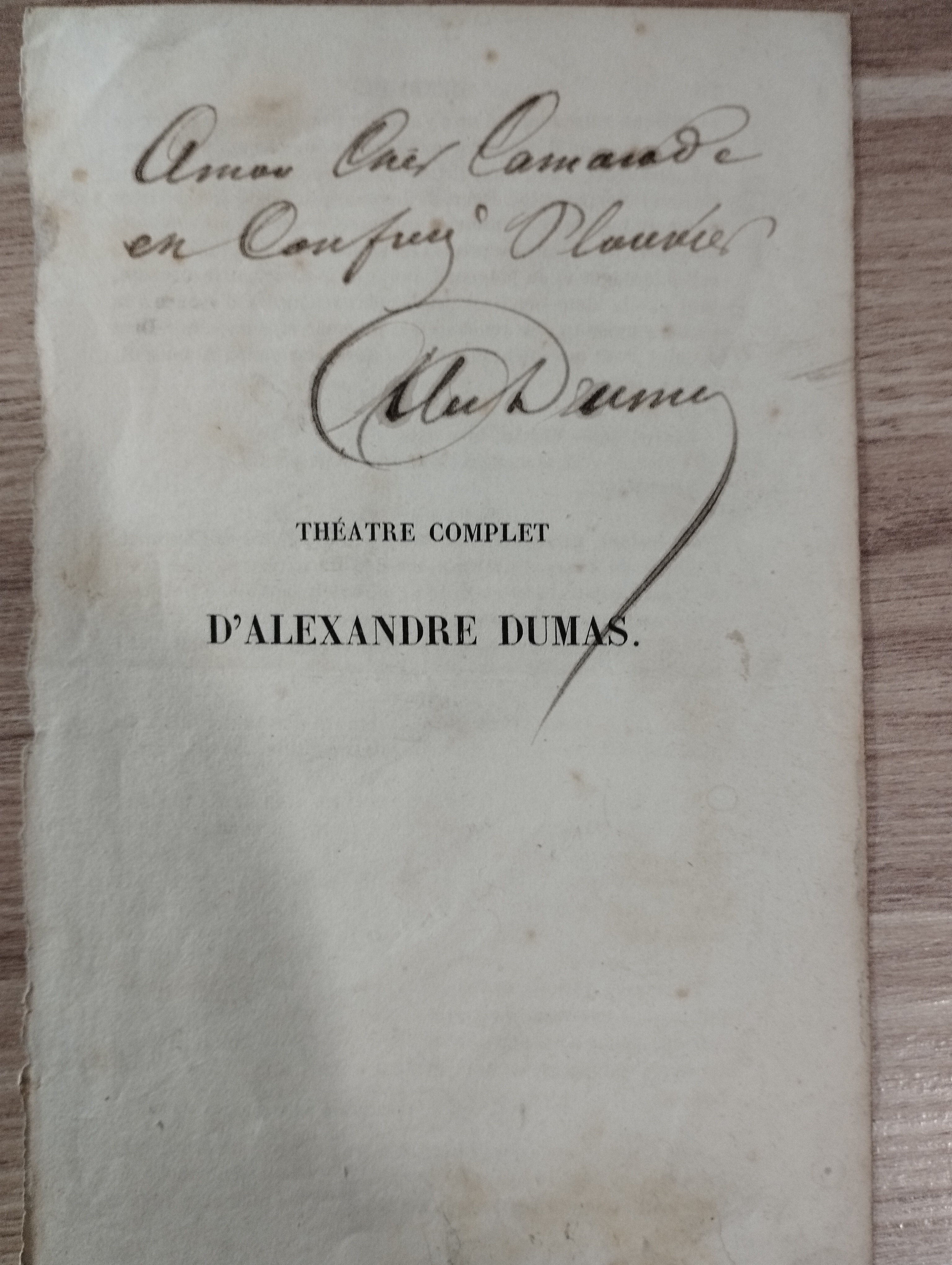 A.Dumas     envoi a Plouvier