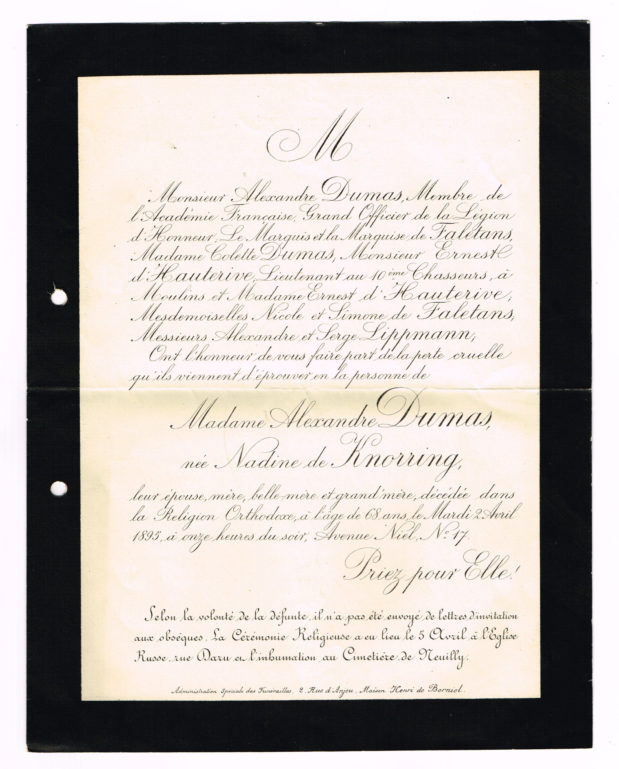 A. DUMAS Fils  (Duse, Knorring)