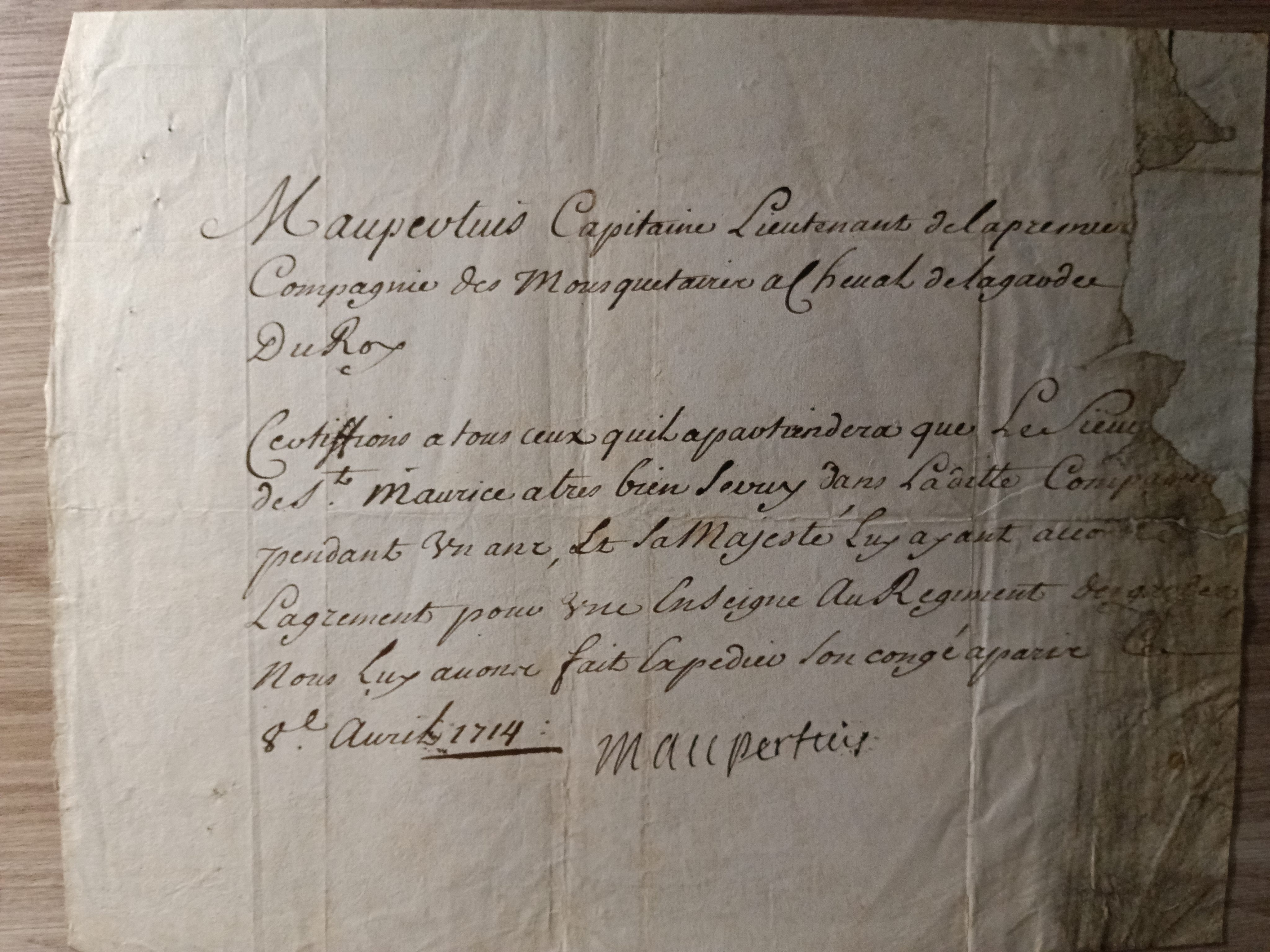 Louis de Melun marquis de Maupertuis   PS  8 avril 1714