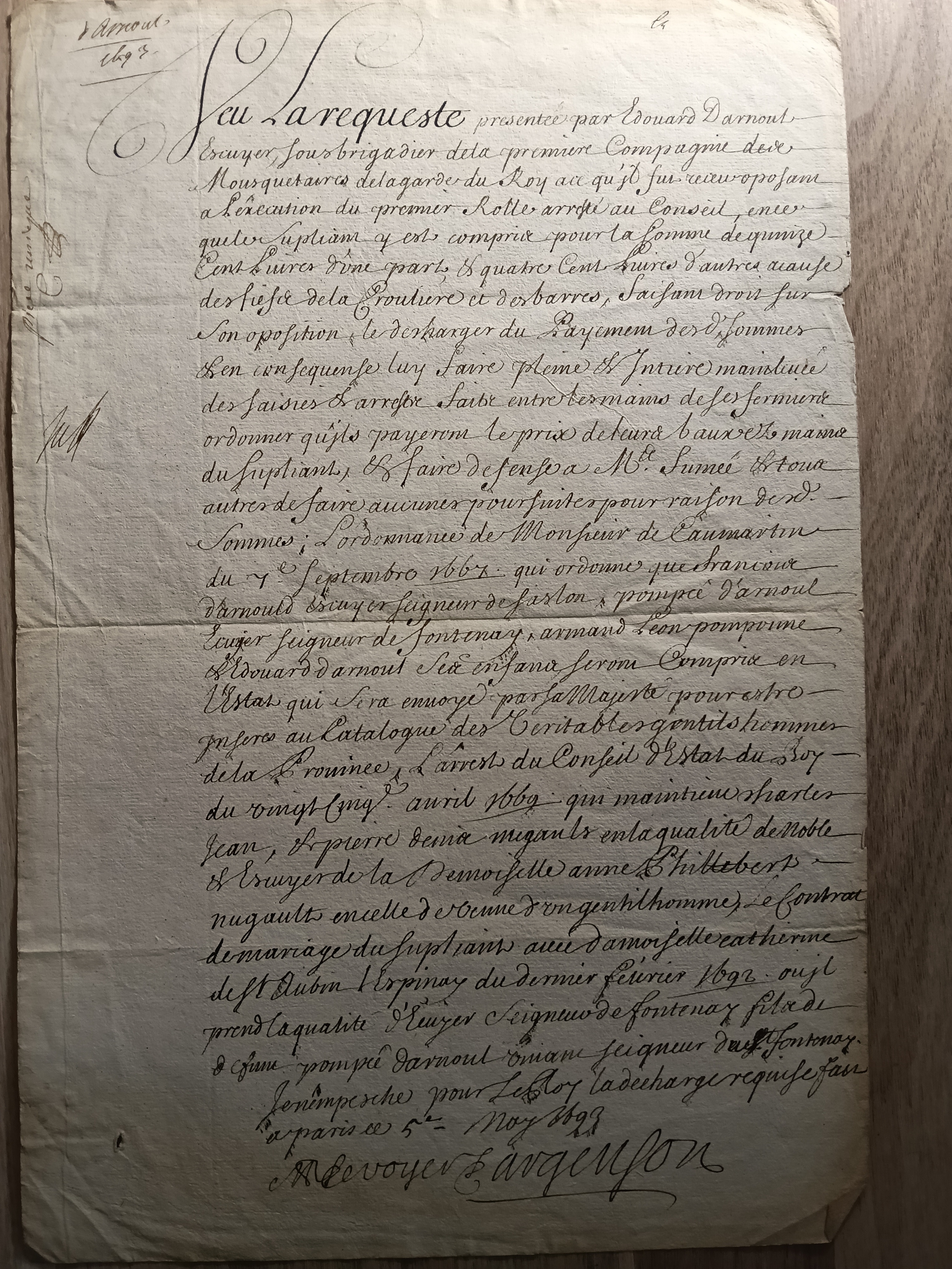 Argenson  PS    5 mai 1693