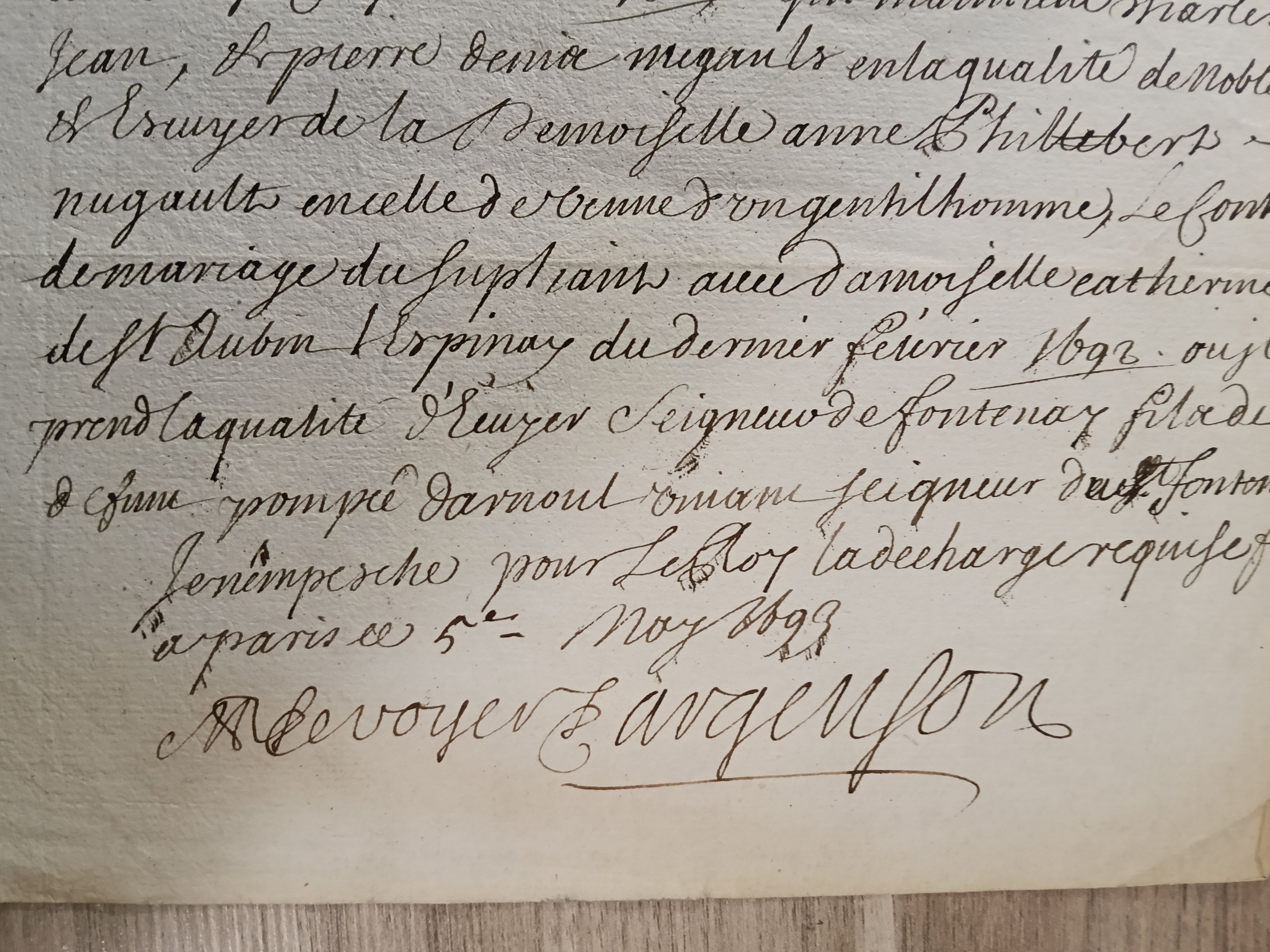 Argenson  PS    5 mai 1693
