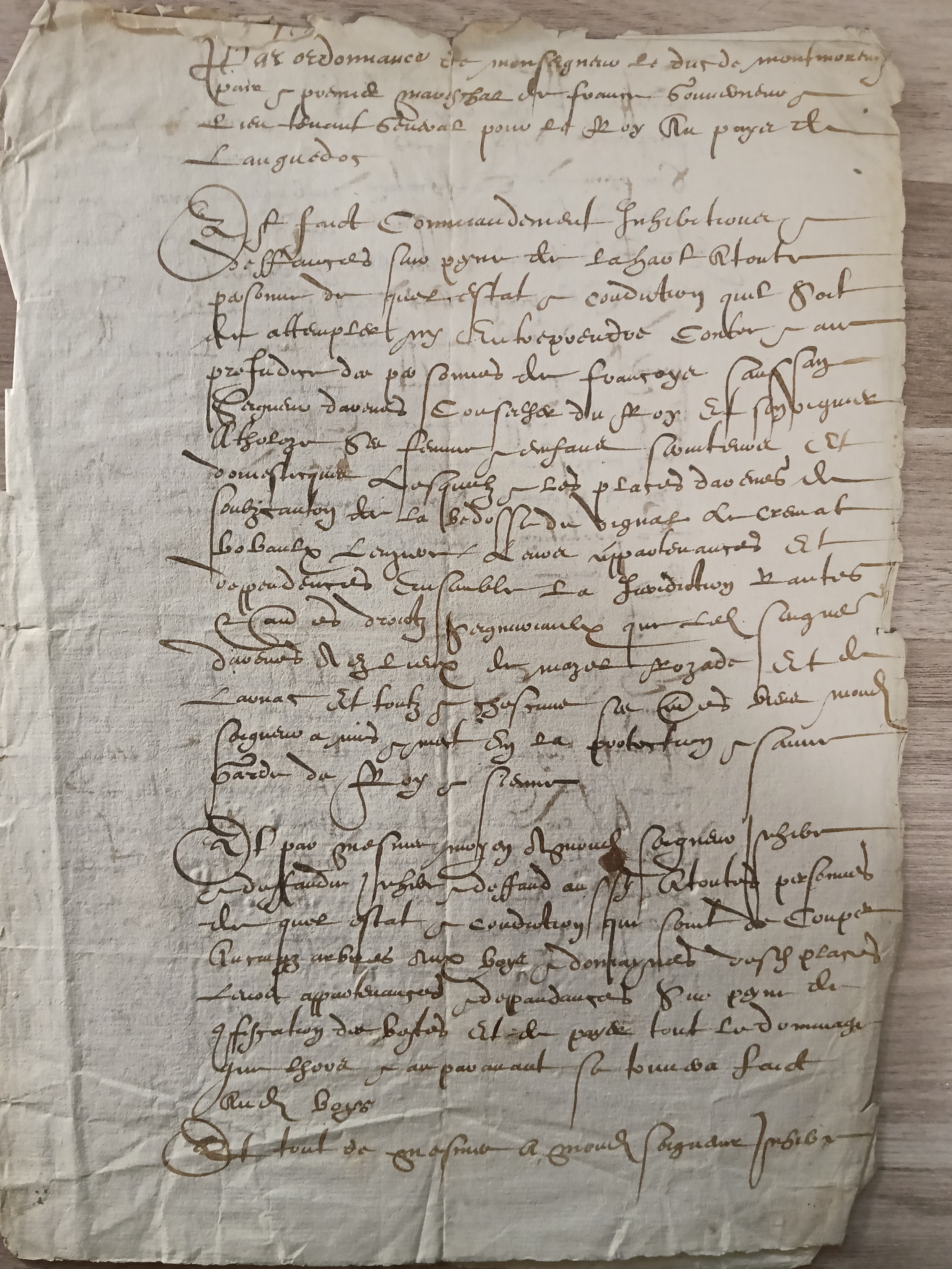 3 documents en nom de H.I Montmorancy 1583